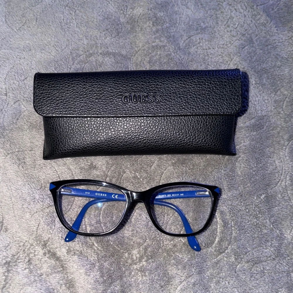 Guess Eyeglasses with Black Frame and Blue Accents